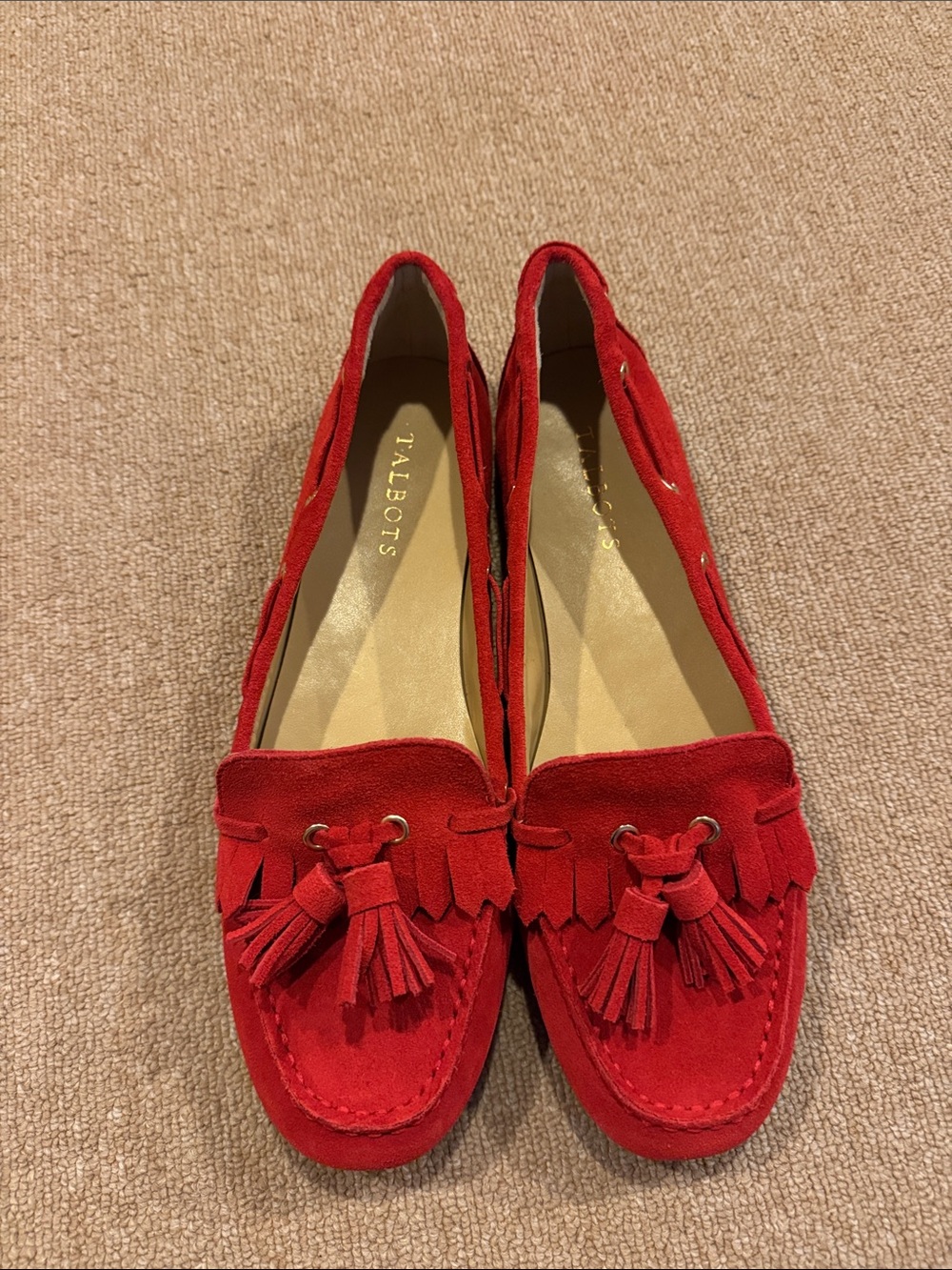 Talbots Red Suede Tassel Loafers